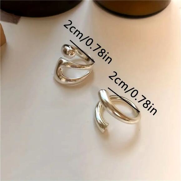 2 pc Stylish Hollow Line Rings One Size Unisex - Picture 7 of 7